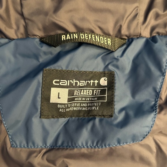Carhartt Blue Puffer Jacket with Hood and Quilted Design - Picture 4 of 7